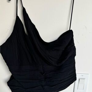 Zara Black Draped Cowl Neck Spaghetti Strap Top